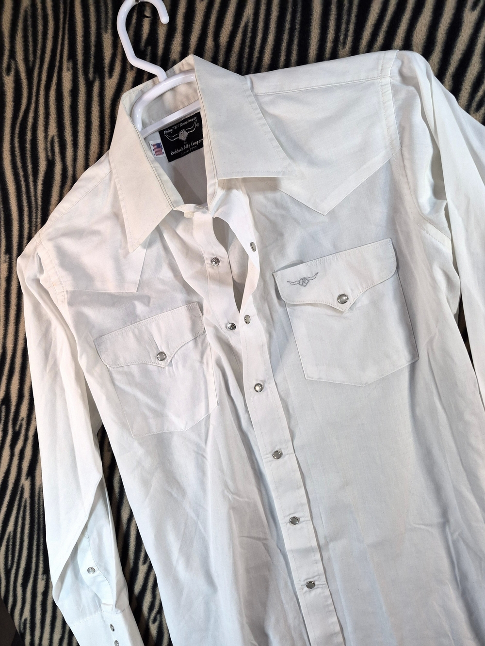 Flying R Ranchwear by Ruddock Mfg Company White Long Sleeve Western Snap Shirt